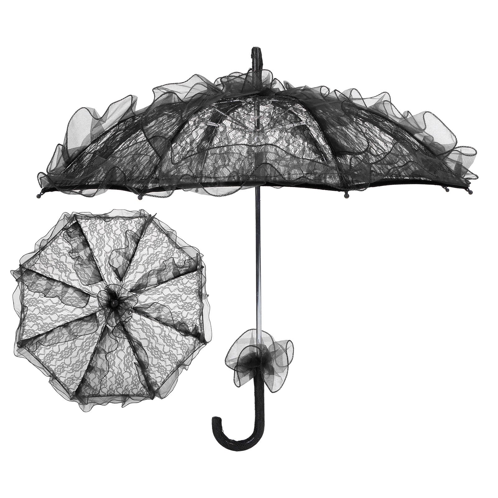 Black Ruffle Parasol Umbrella Decorative