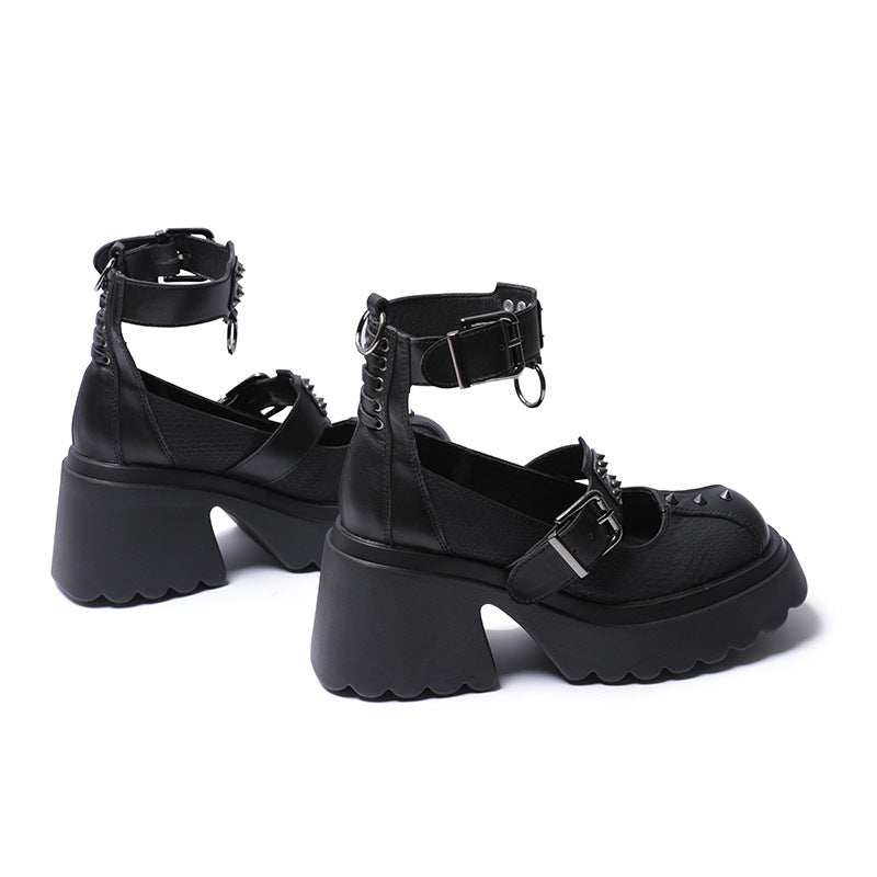 Black Spike Goth Shoes O Rings