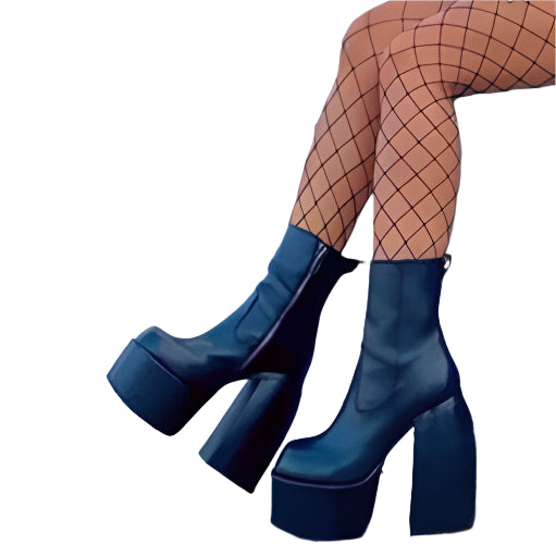 Black Platform Thigh High Boots