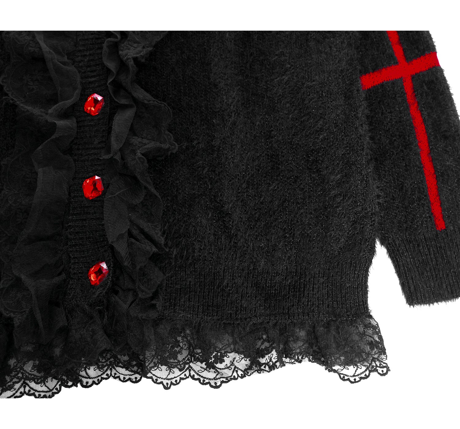 Black Goth Cardigan with Red heart Cross