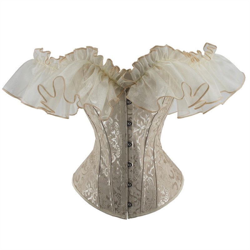 Black sleeved Corset with Ruffles