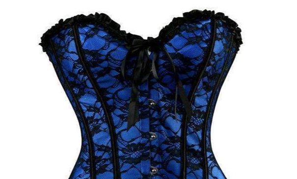 Blue Black Lace Overbust Corset
