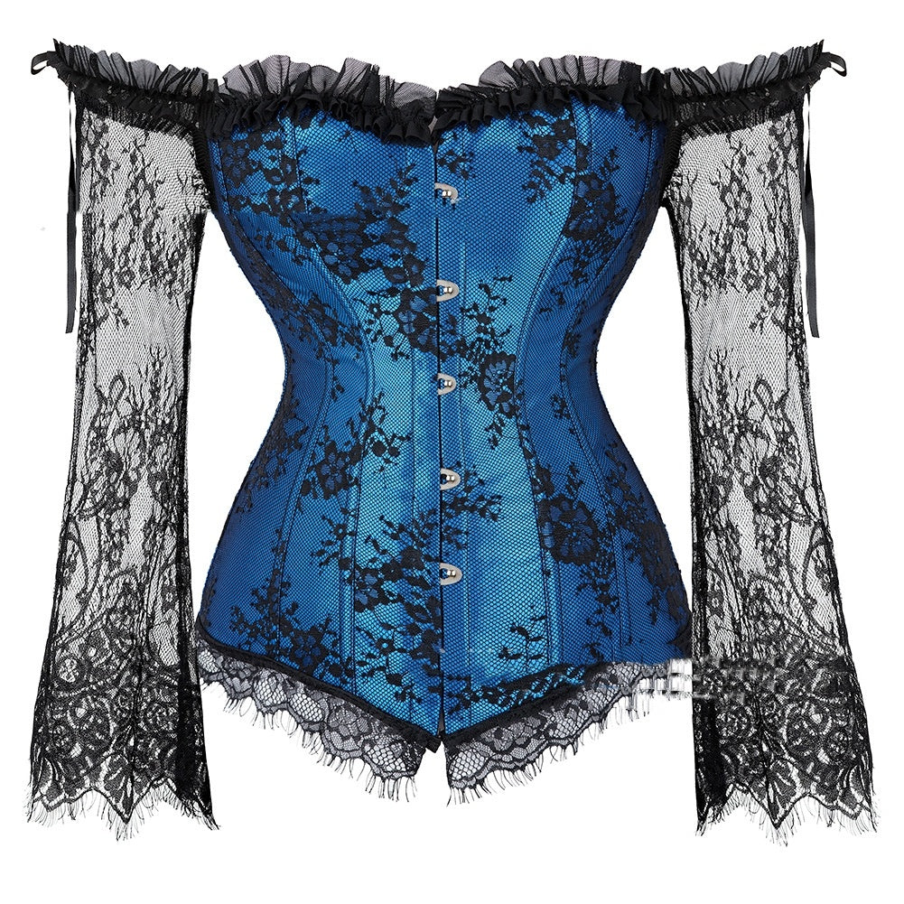 Blue Sheer Sleeve Corset