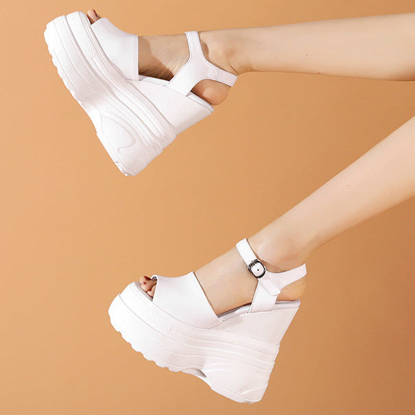 Comfortable Black Wedge Platform Sandals Sporty Casual
