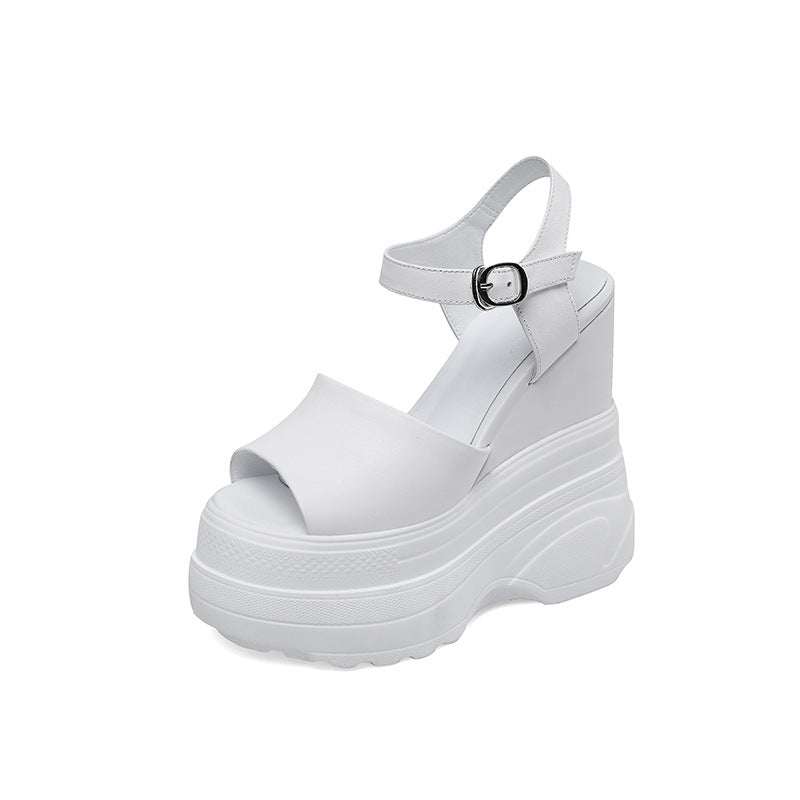 Comfortable Black Wedge Platform Sandals Sporty Casual