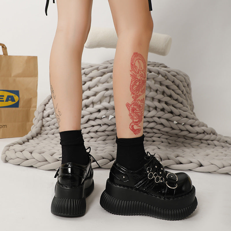 Cross Goth Platform Shoes Vegan Leather Women