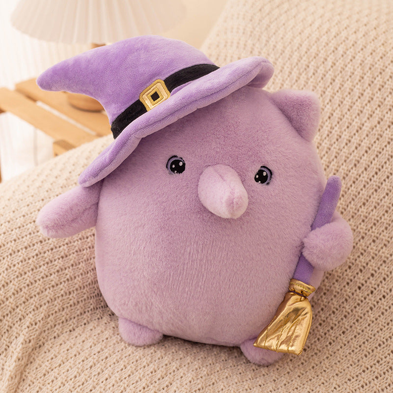 Cute Purple Witch Plush Animal with Pointed Hat