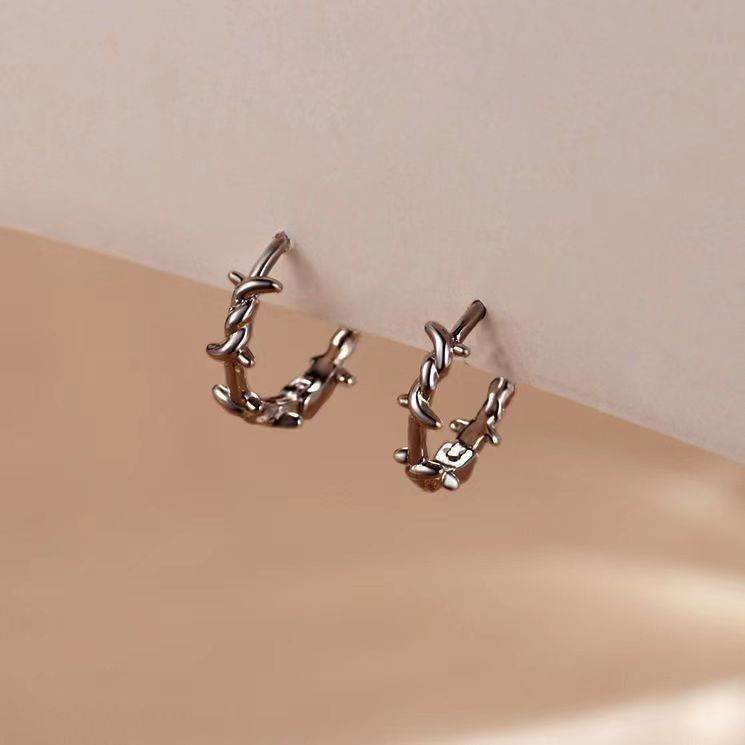 Dark Barbed Wire Hoop Earrings