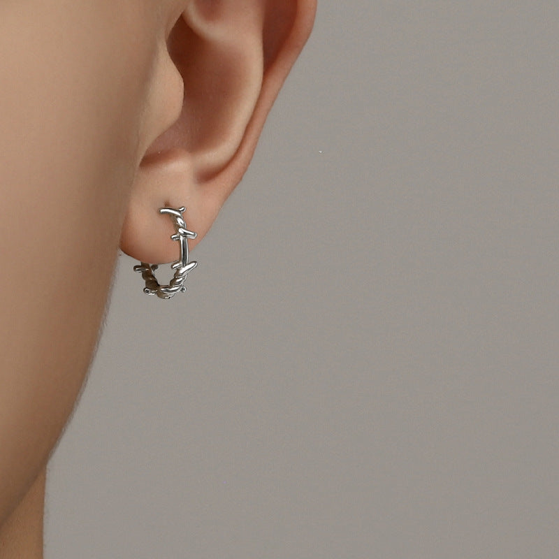 Dark Barbed Wire Hoop Earrings