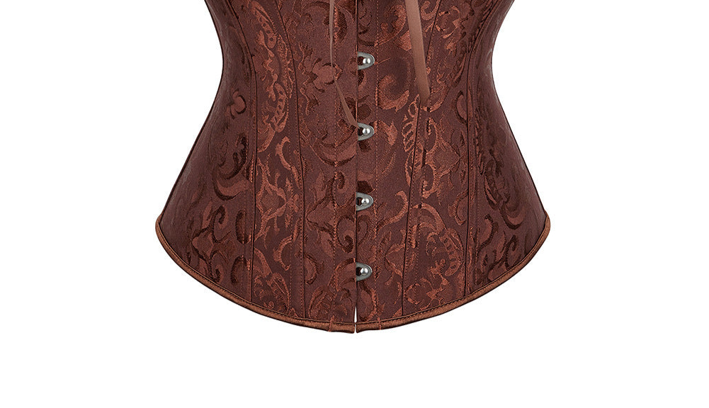 Dark Red Gothic Lace Sleeve Corset
