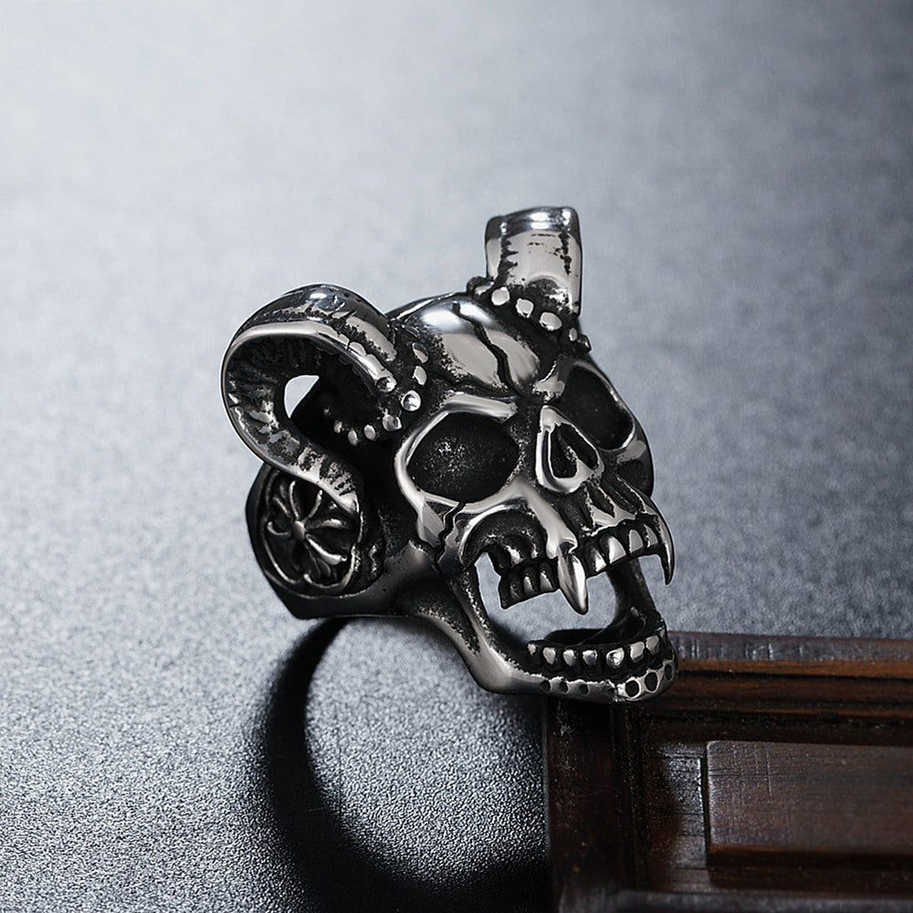 Demon Skull Ring Steel Gothic Unisex