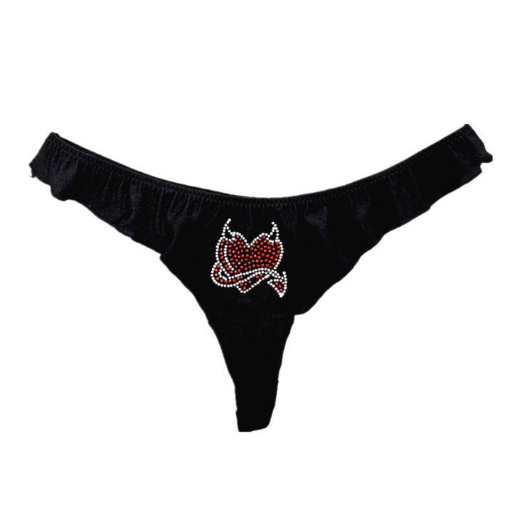 Devil Heart Rhinestone Goth Panty