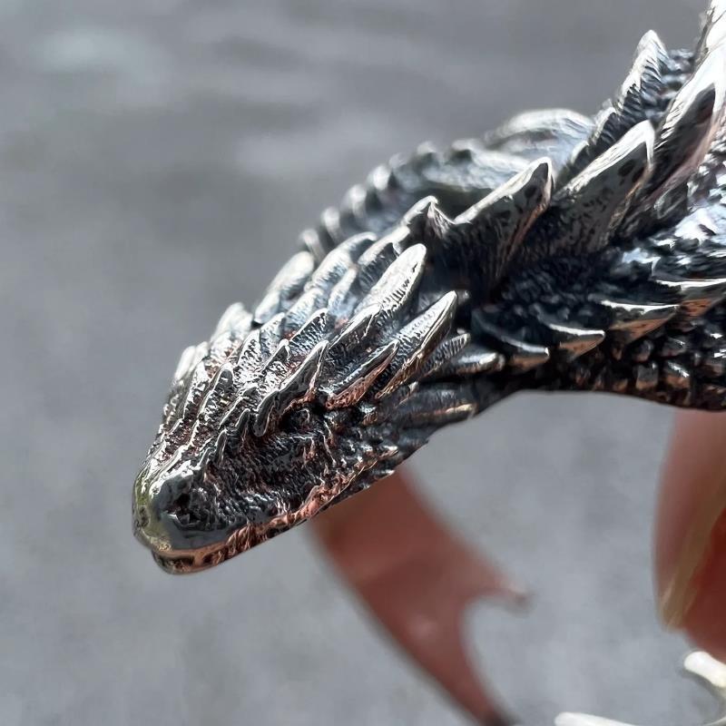 Dragon Ring Silver Metal Steel