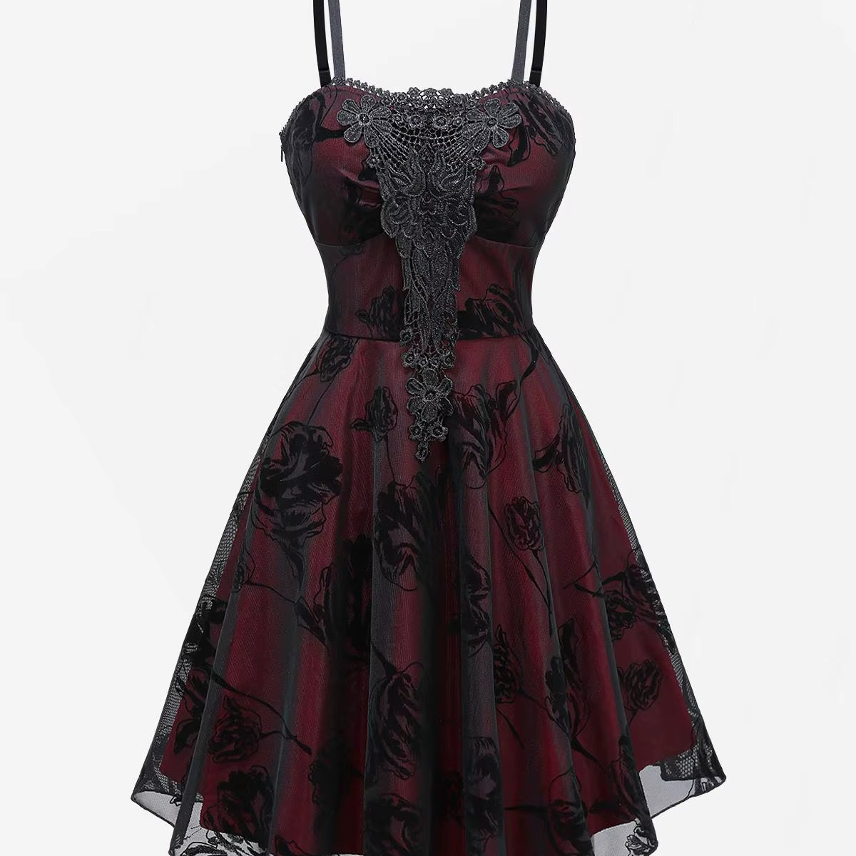 slim fit dress slacks Women's Gothic Cheongsam Collar Fishtailed Gown Dress Black – Punk Design