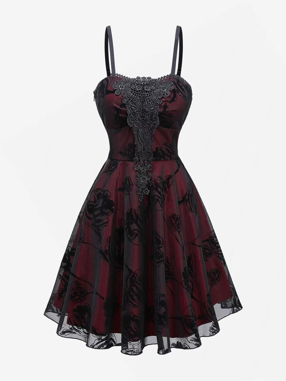 Embroidered Formal Goth Dress