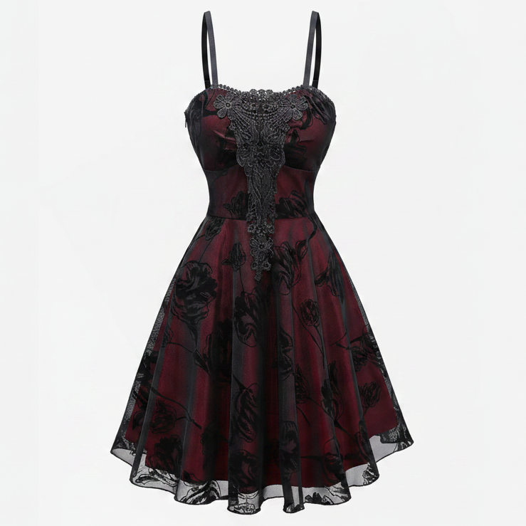 Embroidered Formal Goth Dress