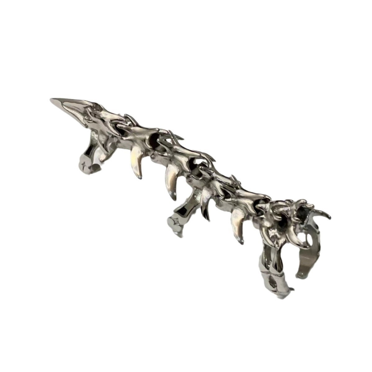 Gothic Cyberpunk Finger Spinal Bone Ring Womens