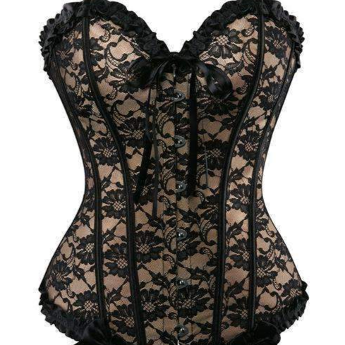Floral Lace Corset Beige Black