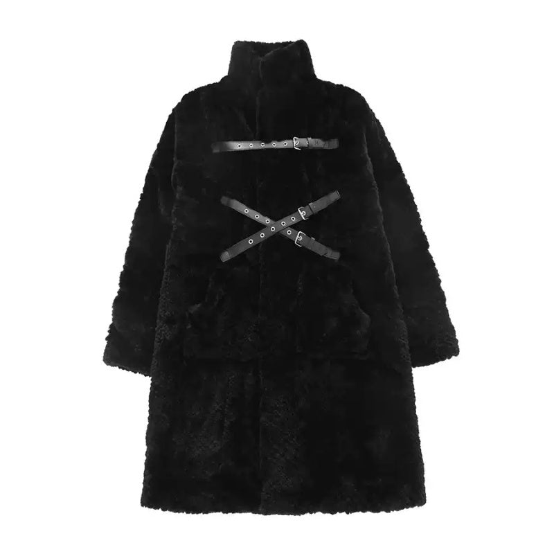 Alt Goth Fur Plush Coat Womens oversized
