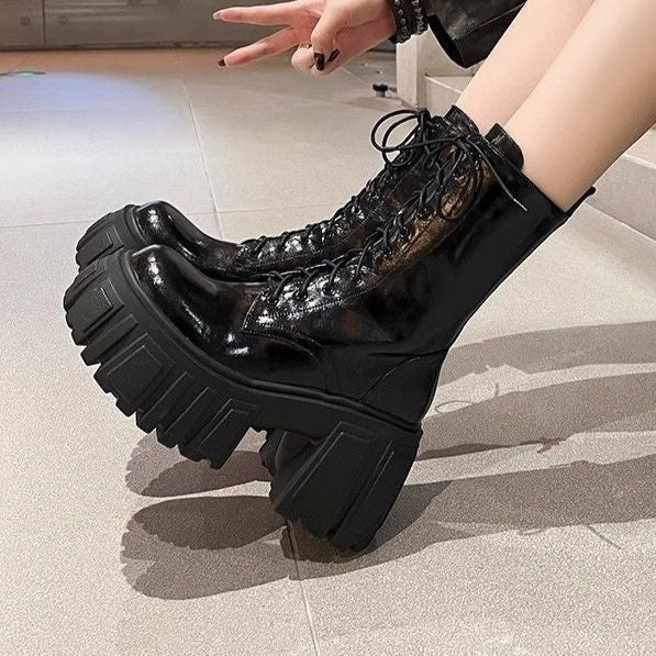 Goth Black Platform Combat Boots