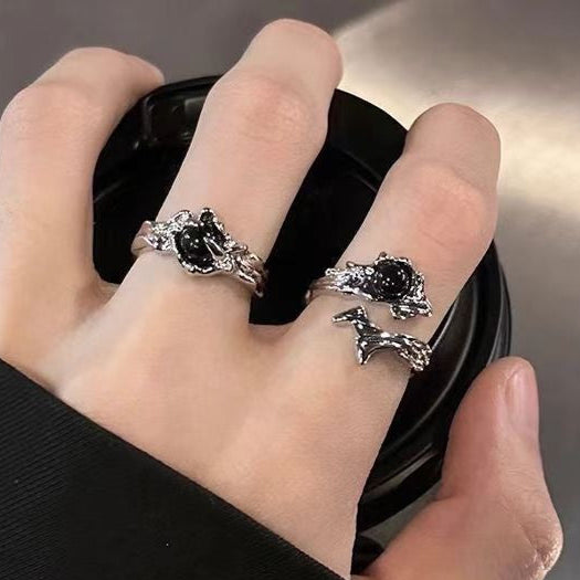 Gothic Black Gemstone Rings