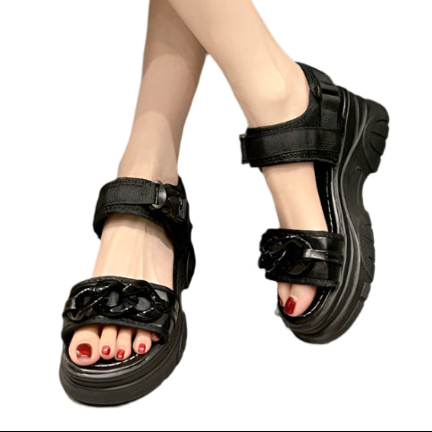 Goth Chain Sandals Black Womens