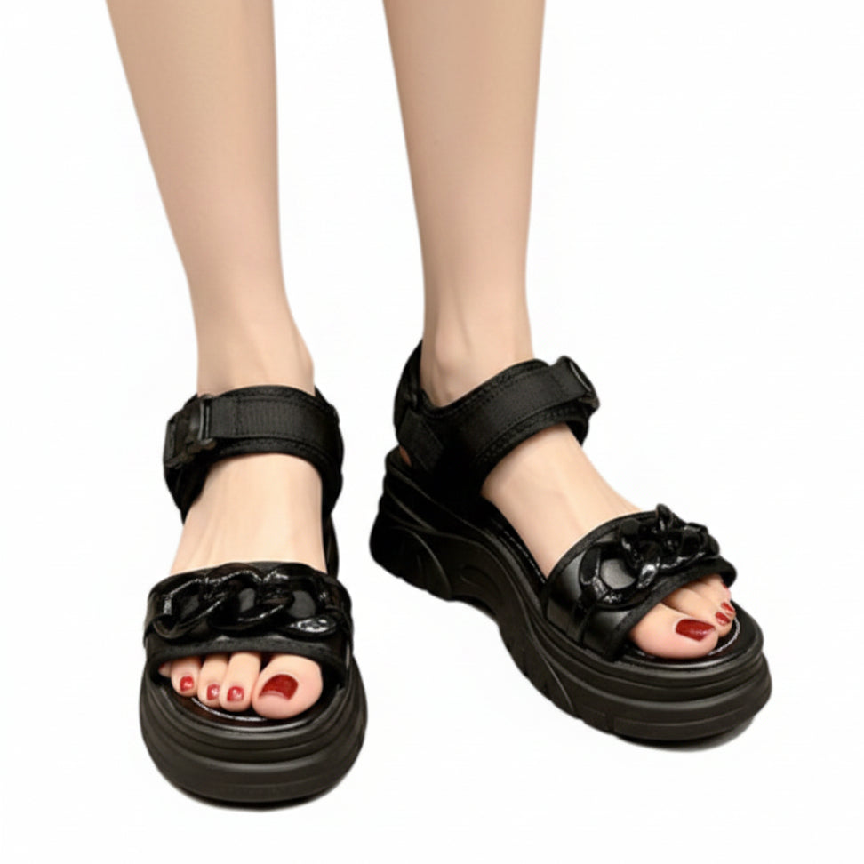 Goth Chain Sandals Black Womens