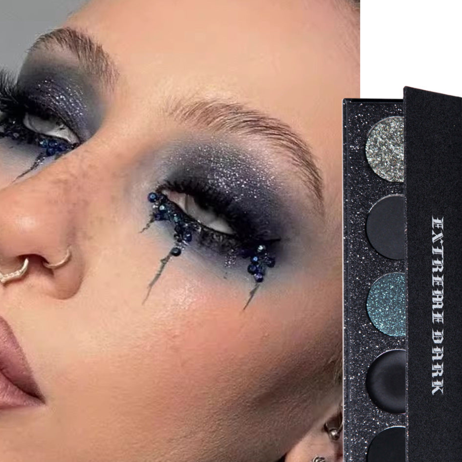 Goth Eye Shadow Palette 5 Black Gray Colors