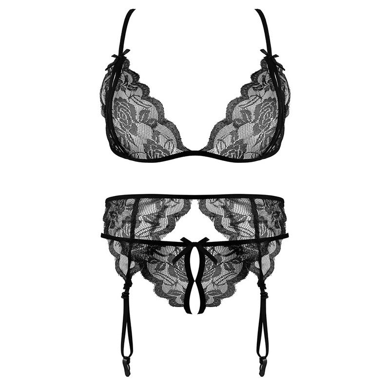 Goth Garter Underwear 4 Piece Set with Stockings