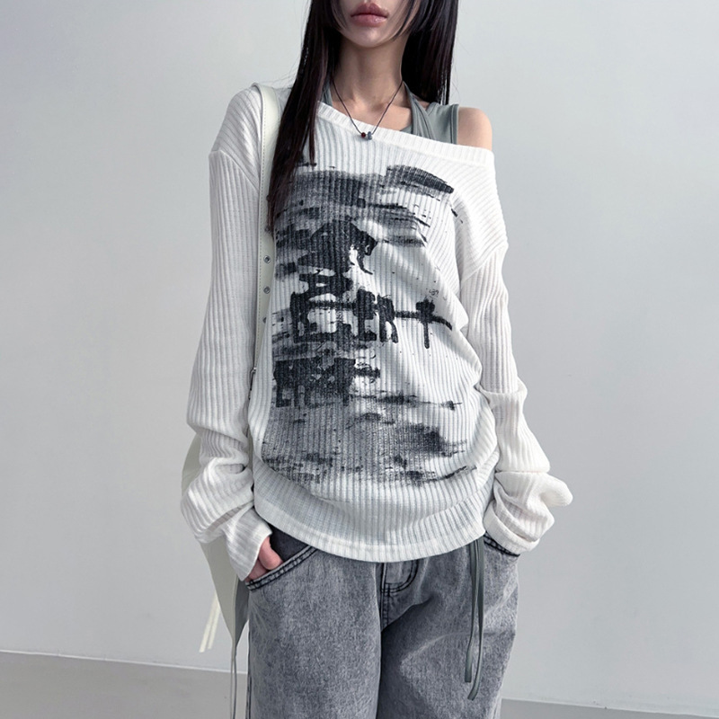 Goth Knit Blouse Long Sleeves