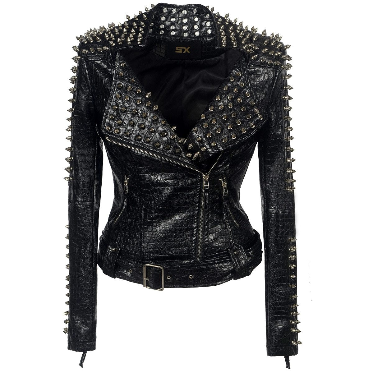 Goth Leather Jacket with Spikes for Women