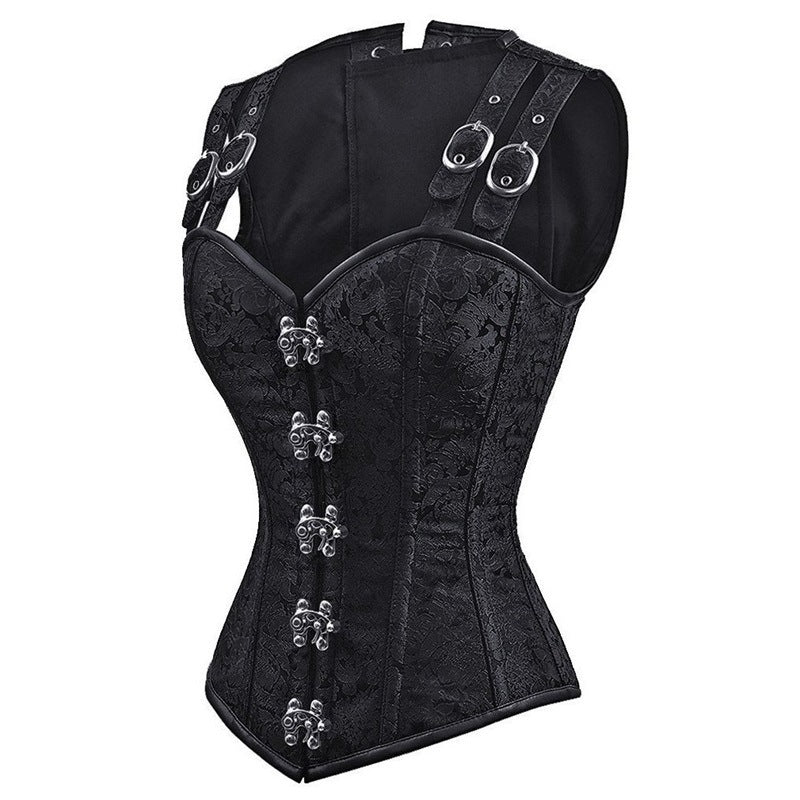 Goth Overbust Corset with Straps black