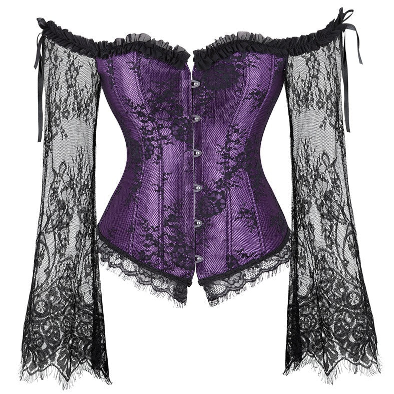 Goth Purple Long Sleeve Corset