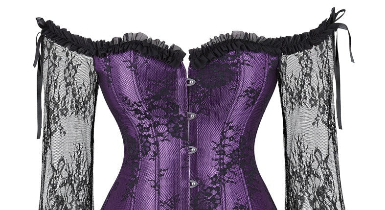 Goth Purple Long Sleeve Corset top