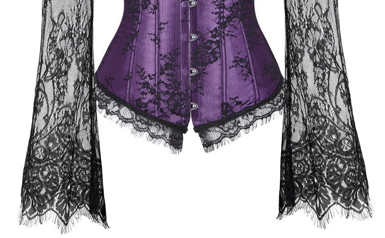 Goth Purple Long Sleeved Corset