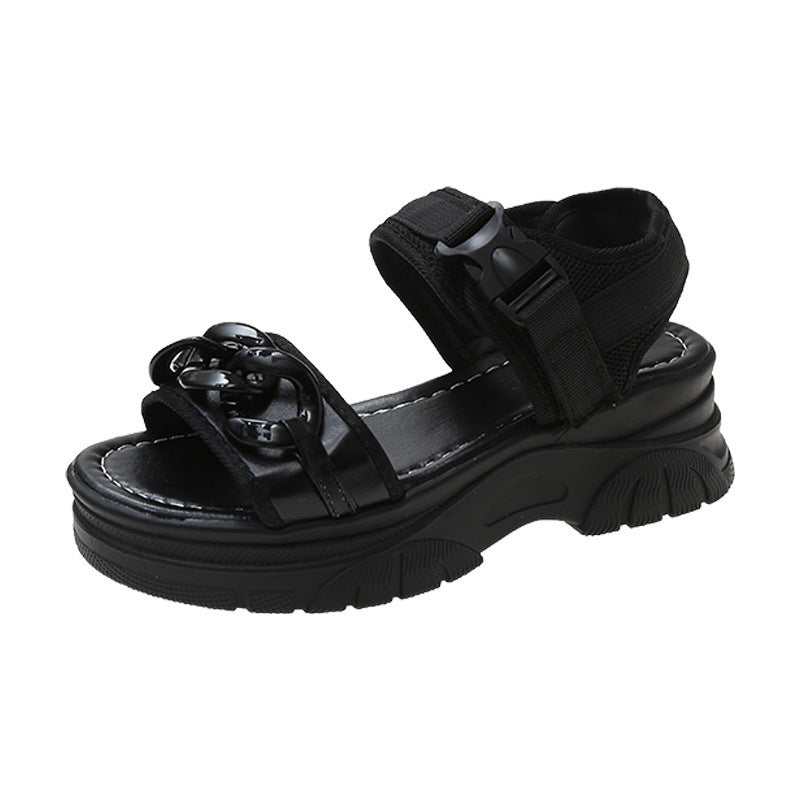 Goth Chain Sandals Black Womens