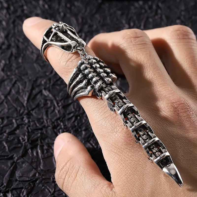 Goth Scorpio Ring Bat Design