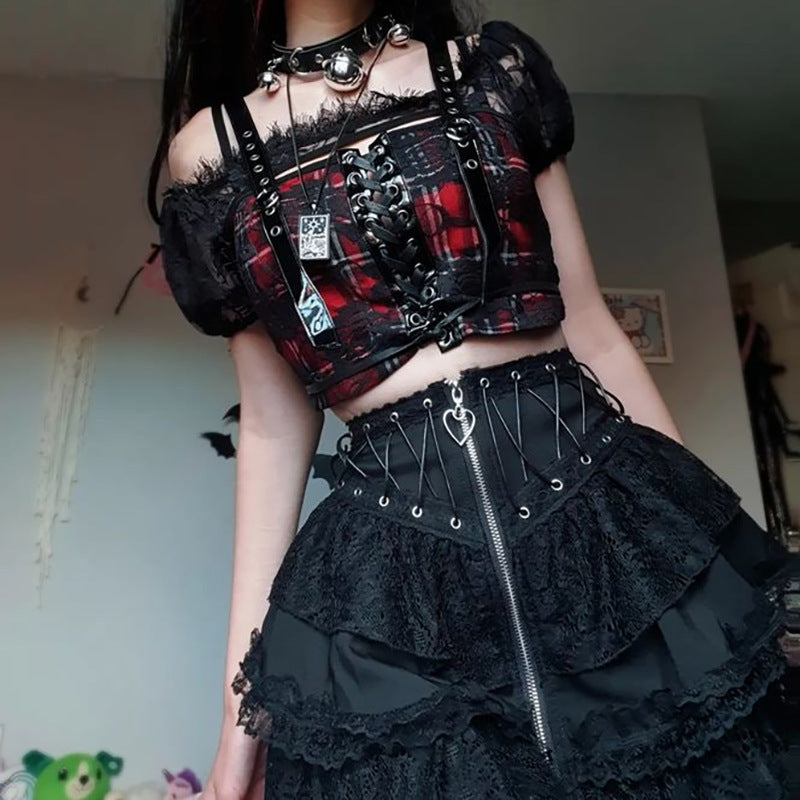 Goth Zipper Short goth Poodle Skirt