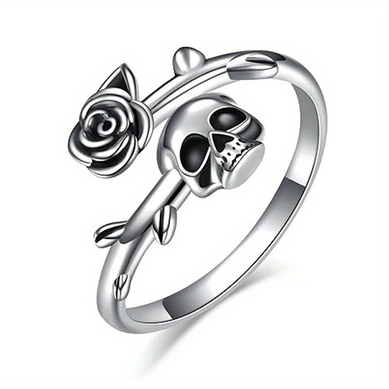 Goth Skull Rose Ring for Women