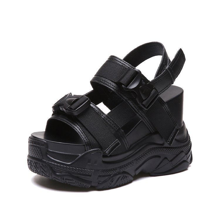Goth Sport Sandals High Heel Wedge Platform