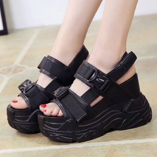 Goth Sport Sandals High Heel Wedge Platforms