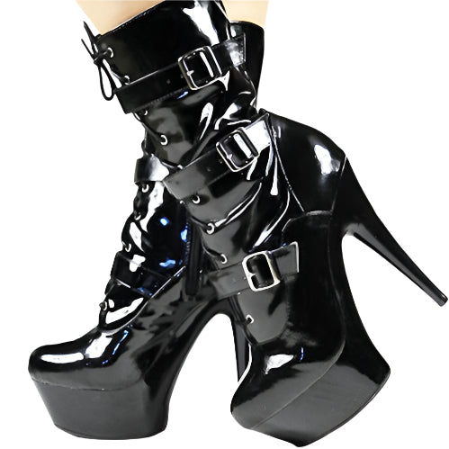 Goth Stiletto Boots Ultra High Heel 6 Inches
