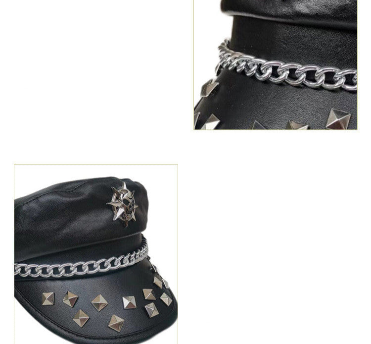 Goth Studded Cap Vegan Leather