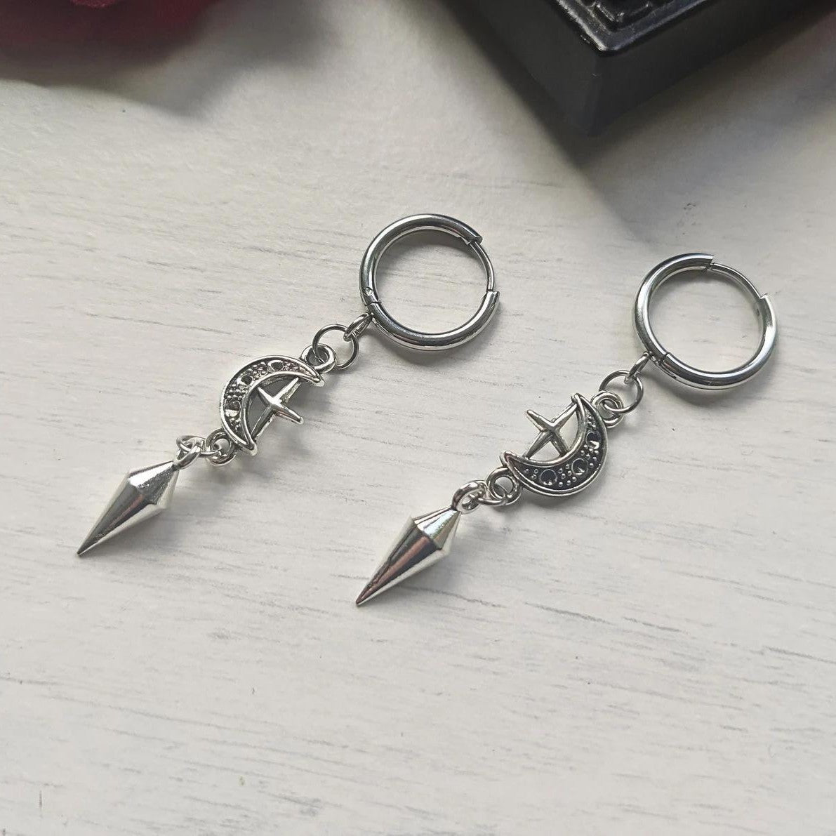 Gothic Witch Spike Moon Earrings