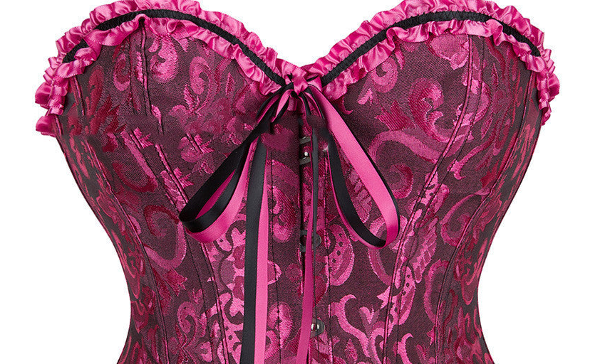 Goth black Pink Corset Overbust top