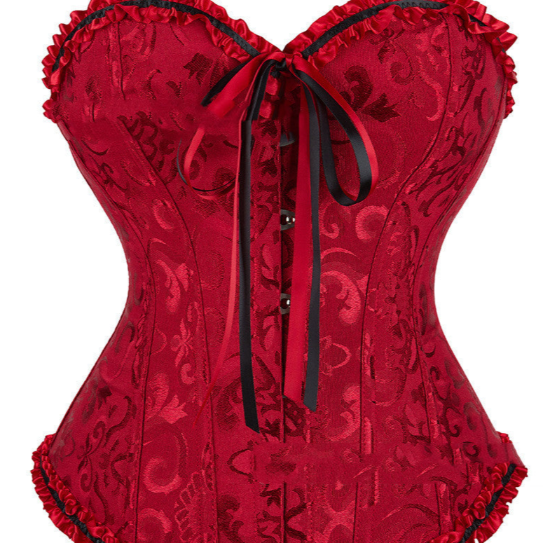 Goth black Red Corset Overbust