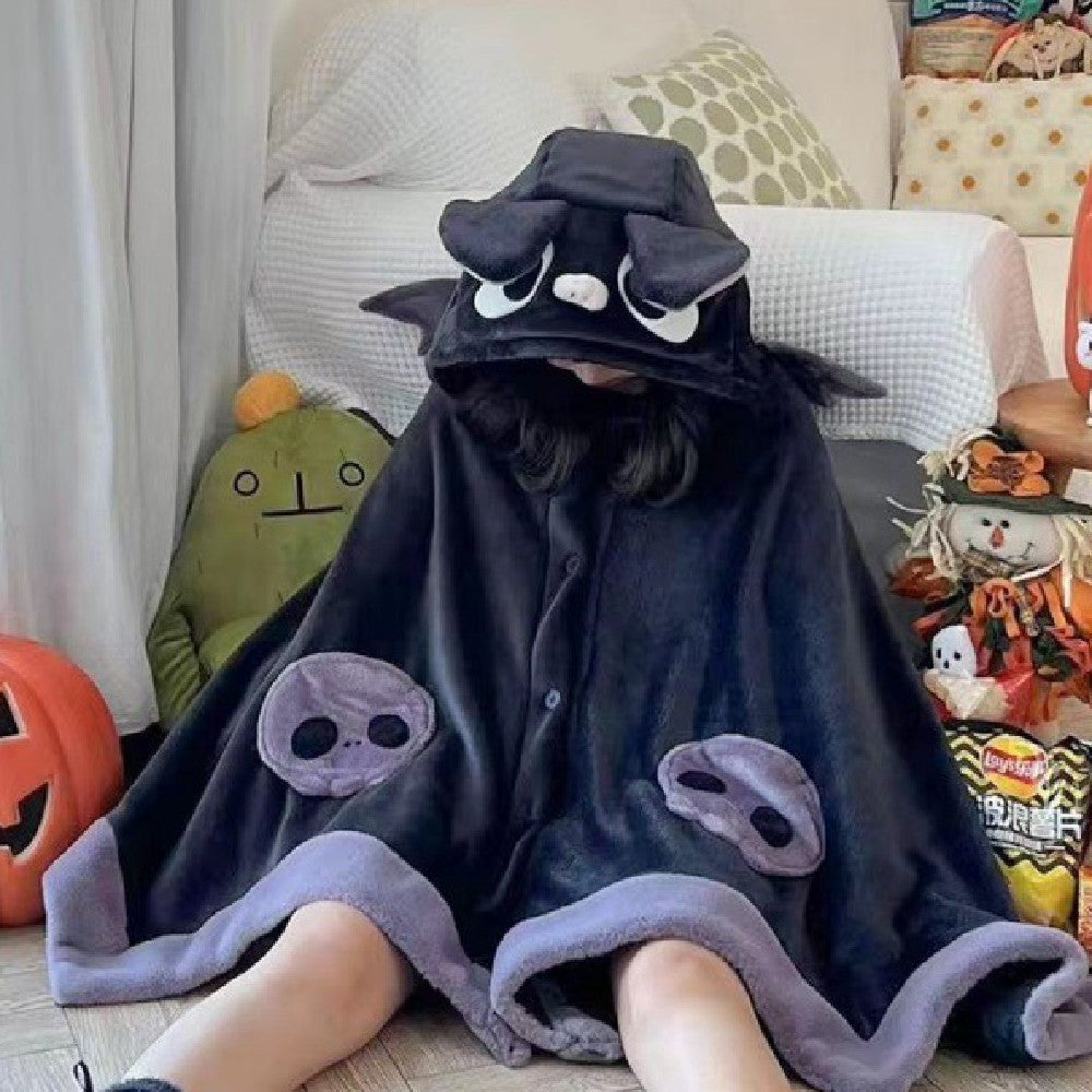 Gothic Bat Pajama One Piece Onesie Blanket womens bat ears and bat wings 