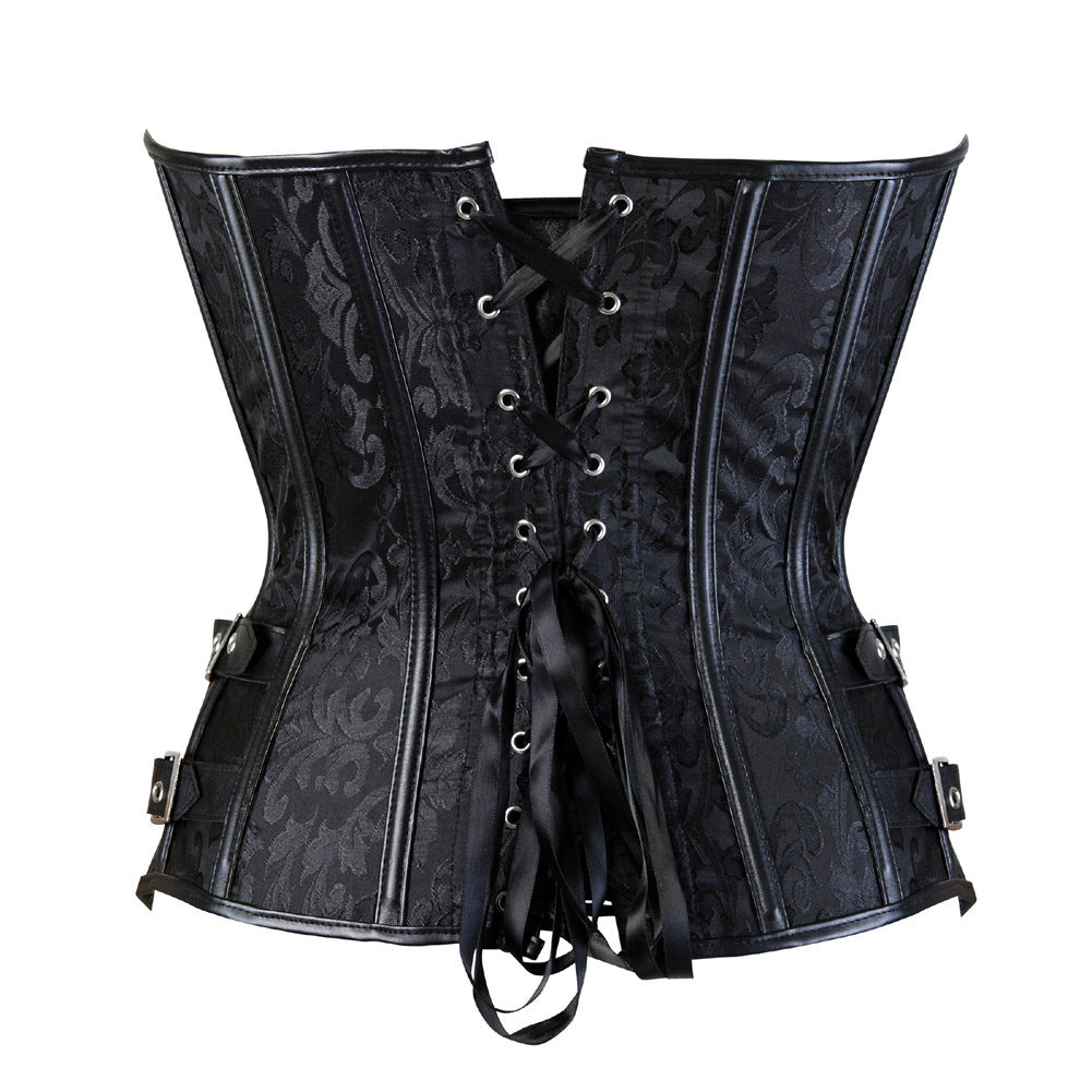 Gothic Black Corset with Pin Buckles overbust