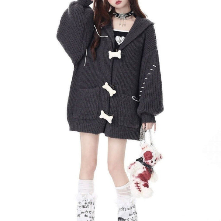 Gothic Cardigan with Bone Buttons