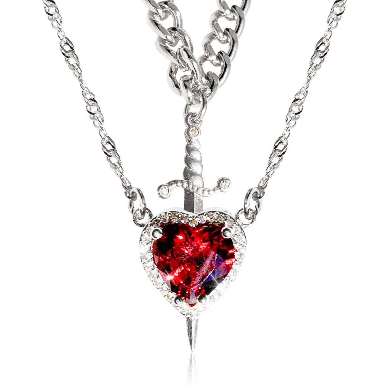 Gothic Heart Dagger Sword Necklace